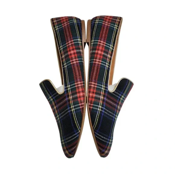 J Crew Womens Stewart Plaid Smoking Loafers Size 10 Tartan Plaid Preppy Holiday - Picture 5 of 10